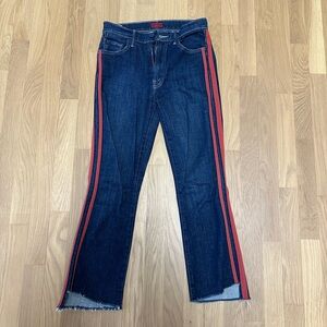 MOTHER Dark Blue cropped jeans with Red Accents